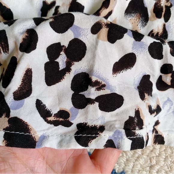 π EKSEPT BOHO IVORY BLACK LEOPARD PRINT RUFFLE DETAIL SUMMER TOP! - Picture 7 of 11